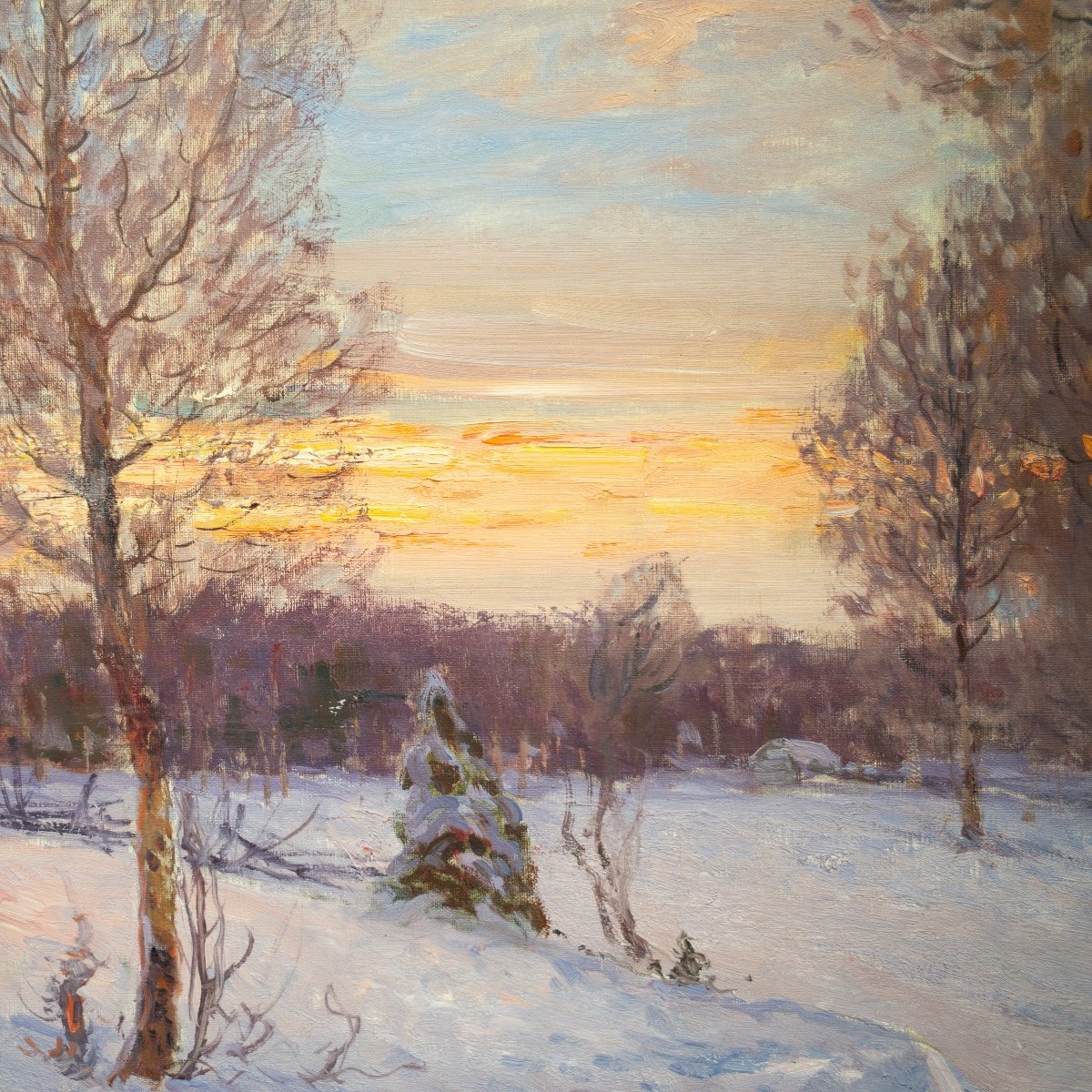 Winter Landscape In The Evening Light By Anton Genberg, 1912-photo-4