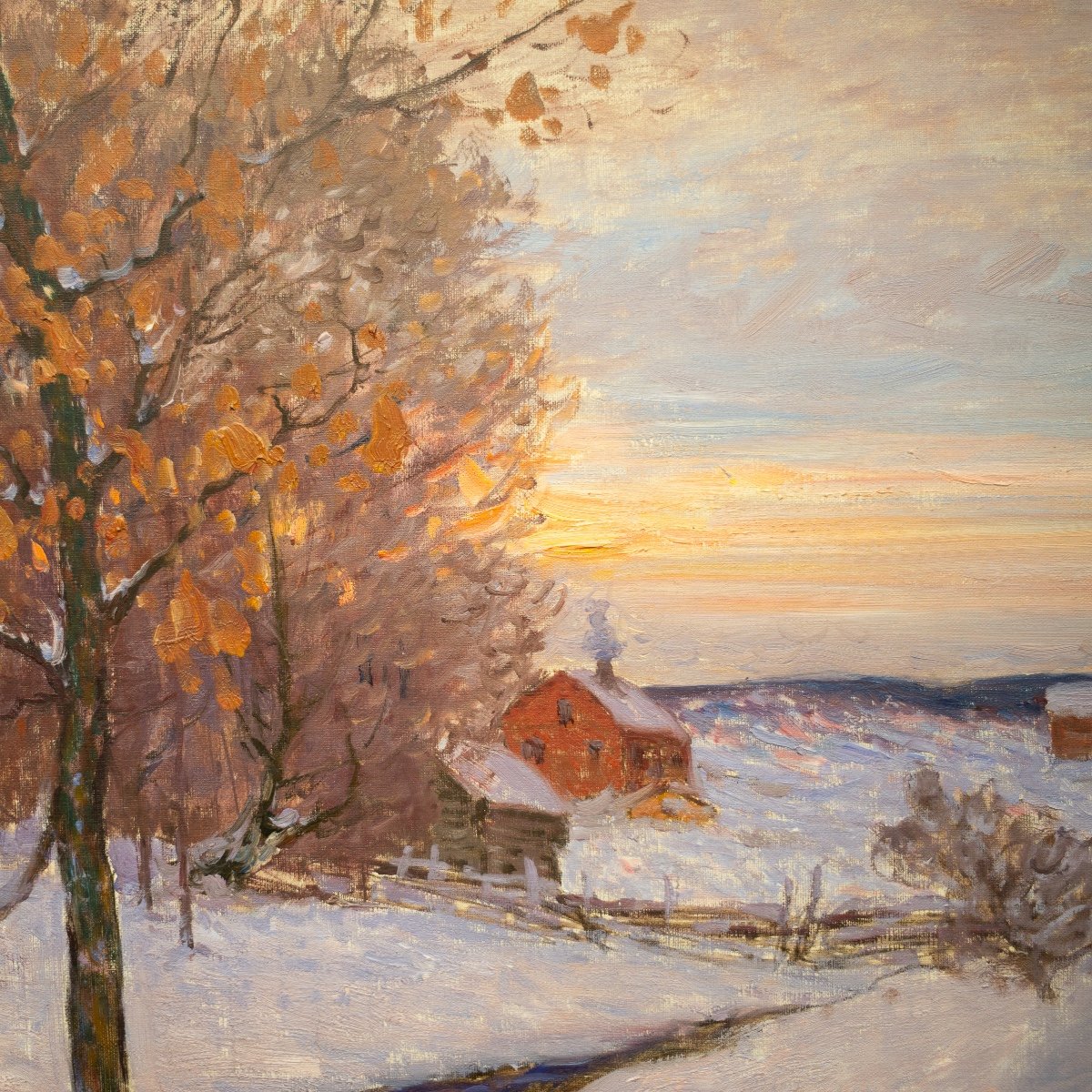 Winter Landscape In The Evening Light By Anton Genberg, 1912-photo-2