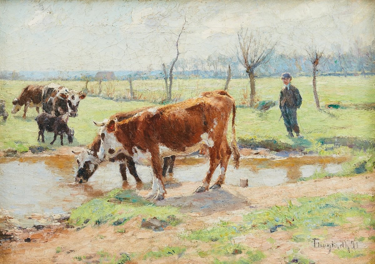 Farmer Boy With Cows In A Landscape-photo-2