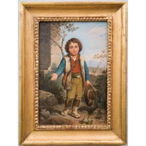 Artiste Inconnu, Peut-être Gustaf Brandelius - Portrait d'Un Jeune Garçon Au Chapeau