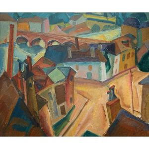 Peinture Cubiste De Dick Beer, De La Ville De Pau, 1920