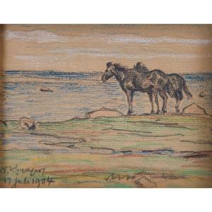 Nils Kreuger (1858-1930) - Two Horses By The Shore, 1904