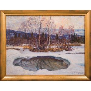 Anton Genberg (1862 - 1939) - The Winter Pond, 1927