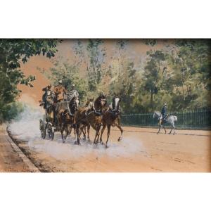 Anna Palm De Rosa (1859-1924) - Coach And Horses At Full Speed