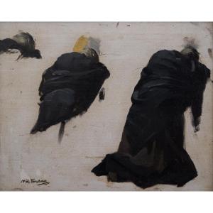 Nils Forsberg (1842-1934) - Esquisse à l'Huile Pour La Peinture "mort d'Un Héros", Vers 1885-88