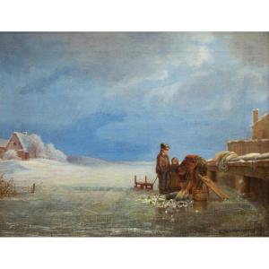 Bengt Nordenberg - Winter Scene With Figures On The Ice 