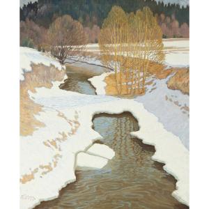 Winter Stream, Early Spring Par l'Artiste Suédois Emil Lindgren
