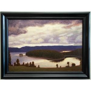 Hilding Werner (swedish, 1880-1944) - Landscape View From Värmland (glafsfjorden?) 