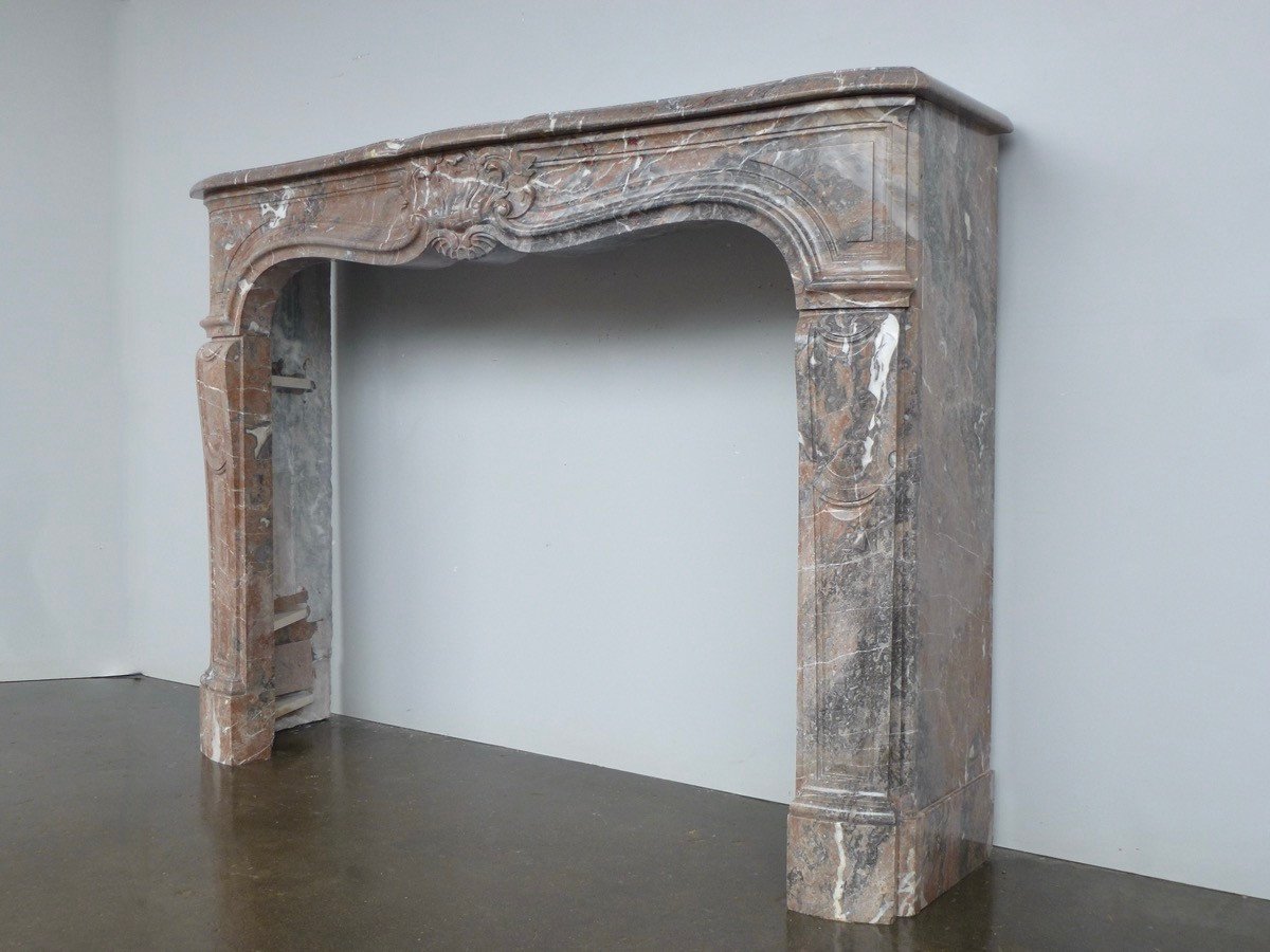 Louis XV Style Belgian Brown Marble Fireplace-photo-3