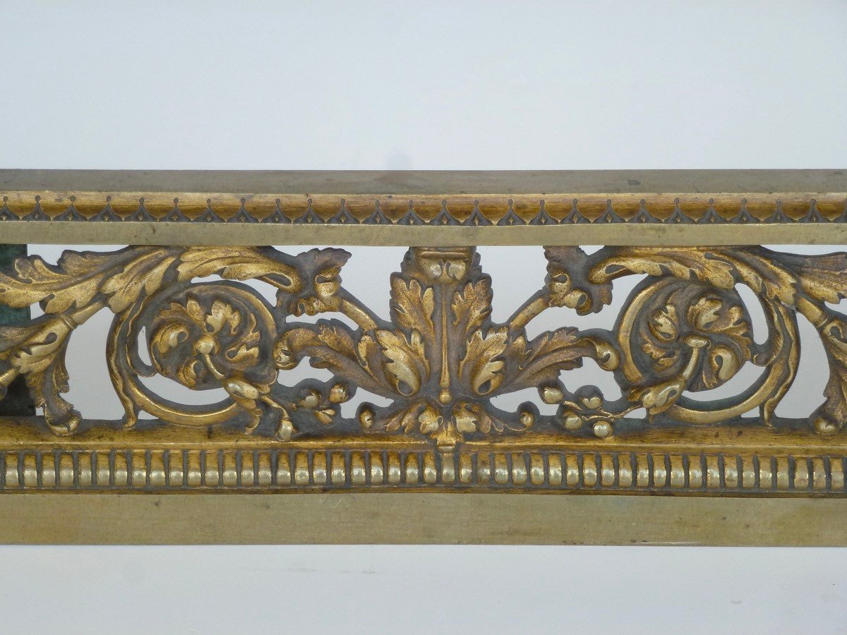 Original Gilt Bronze Fireplace Trim Or Hearth Bar-photo-4
