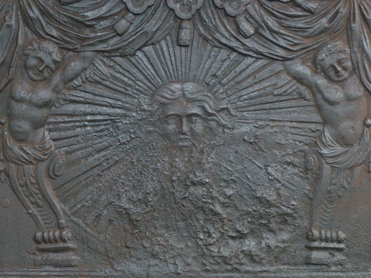 Plaque de cheminée au Roi Soleil rayonnant  (99x98 cm)-photo-2