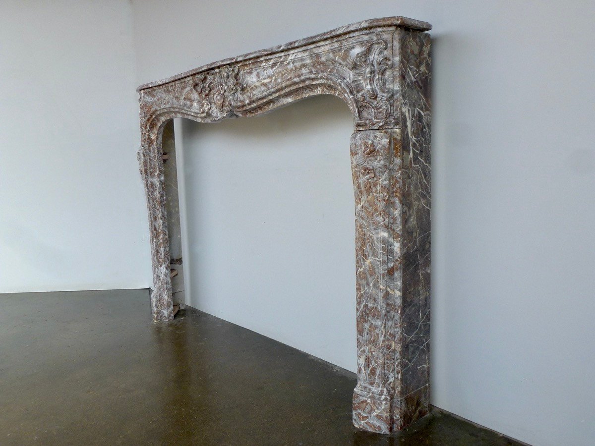 Important Fireplace In Royal Red Marble From Belgium, Louis XV Period-photo-3