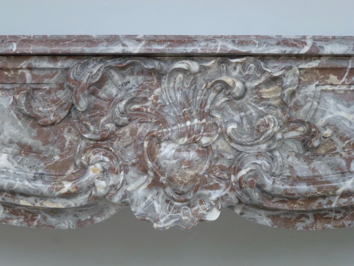 Important Fireplace In Royal Red Marble From Belgium, Louis XV Period-photo-4