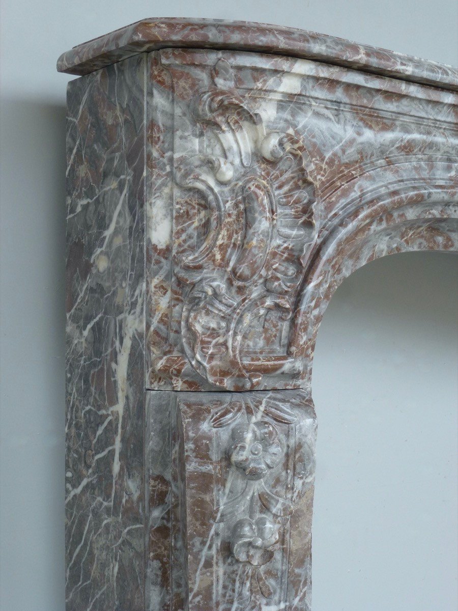 Important Fireplace In Royal Red Marble From Belgium, Louis XV Period-photo-1