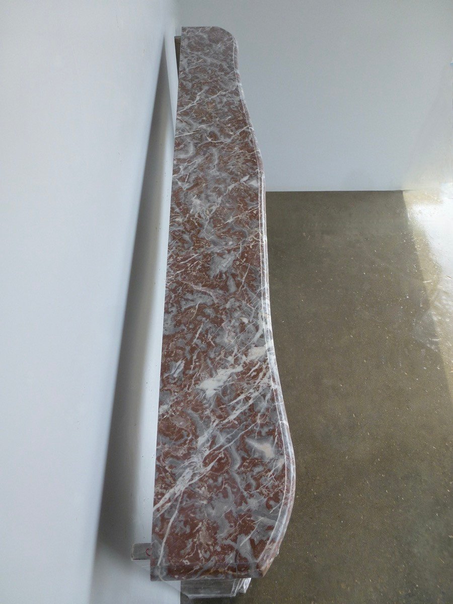 Important Fireplace In Royal Red Marble From Belgium, Louis XV Period-photo-3