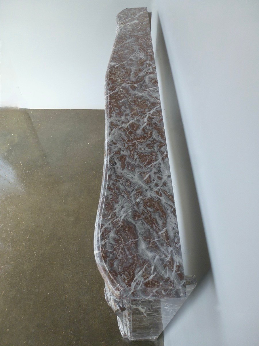 Important Fireplace In Royal Red Marble From Belgium, Louis XV Period-photo-4