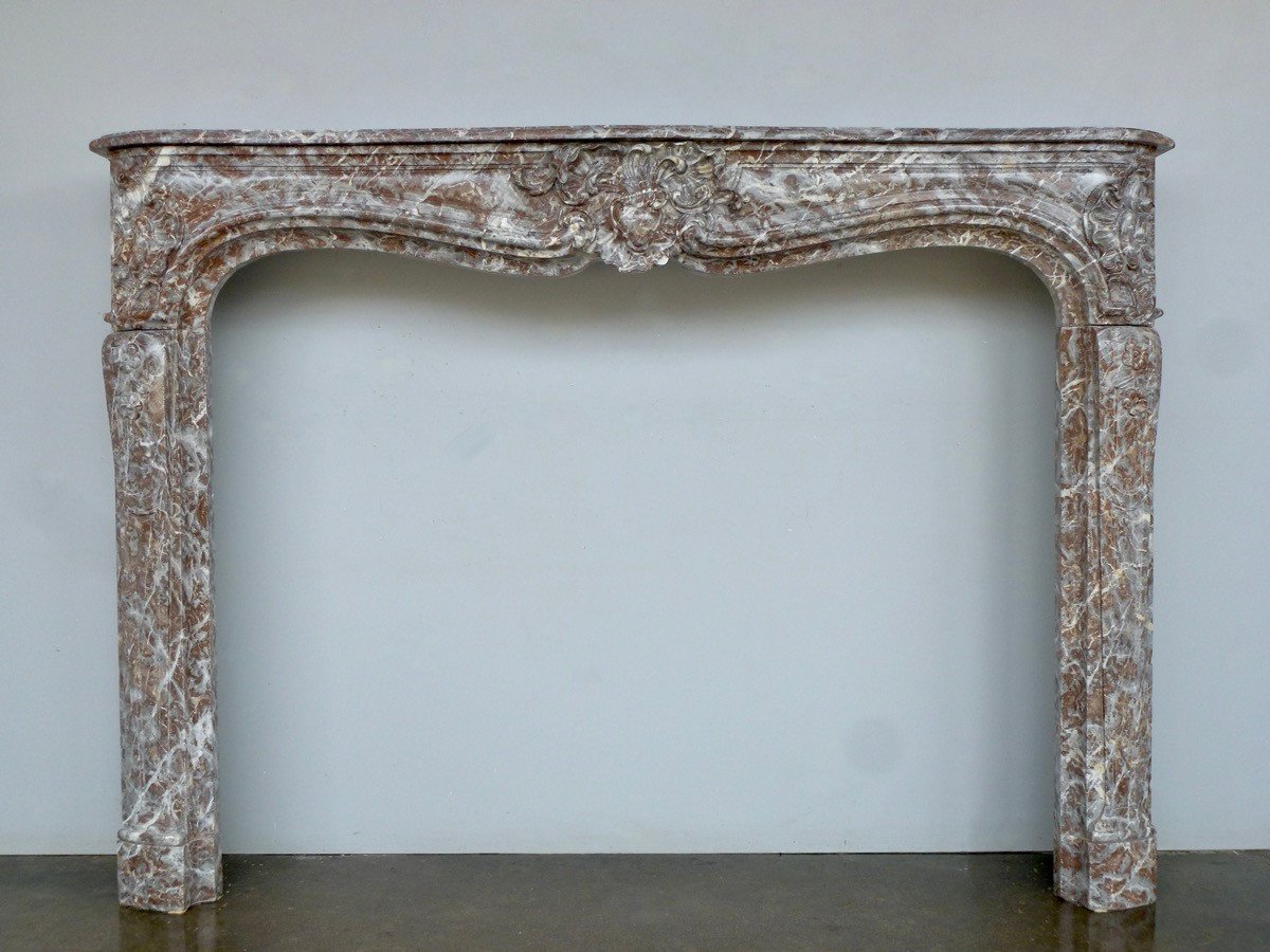 Important Fireplace In Royal Red Marble From Belgium, Louis XV Period