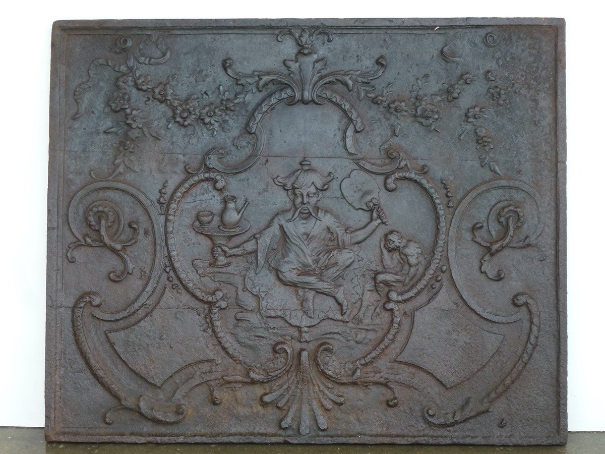Plaque de cheminée « le thé » d’après les chinoiseries de Boucher (97x79 cm)