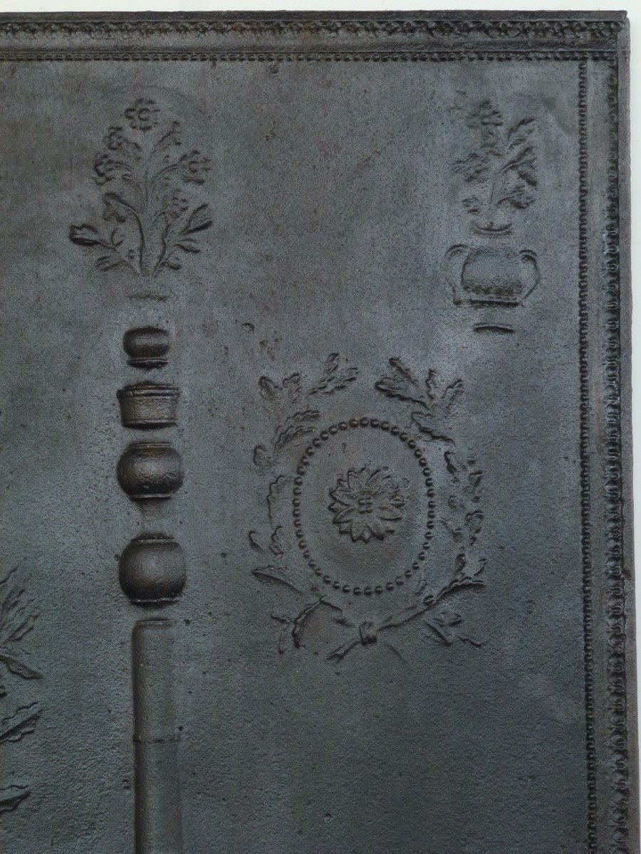 Importante plaque de cheminée d'époque Louis XVI (113x98 cm)-photo-4