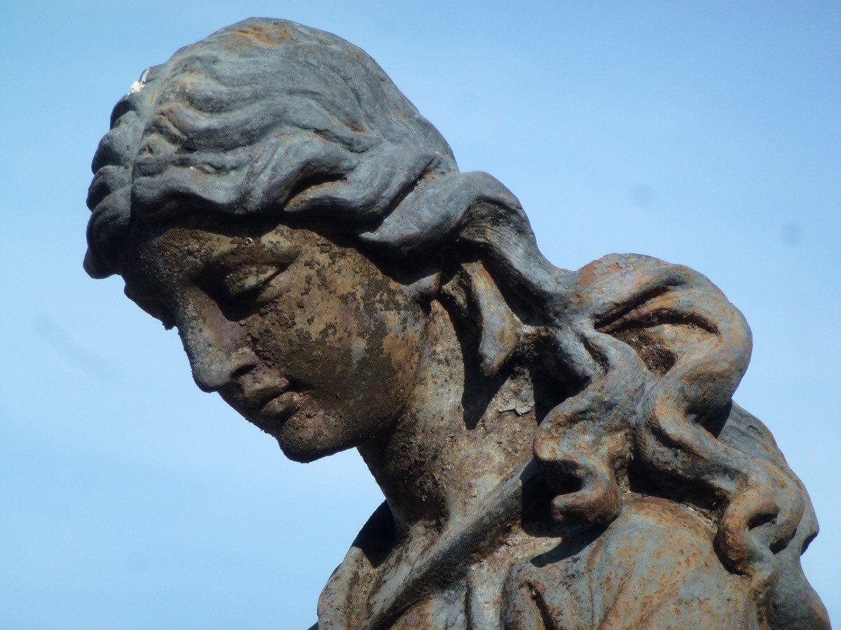 Statue en fonte de fer de taille réelle, sculpture allégorique "les frimas de l'hiver"-photo-4