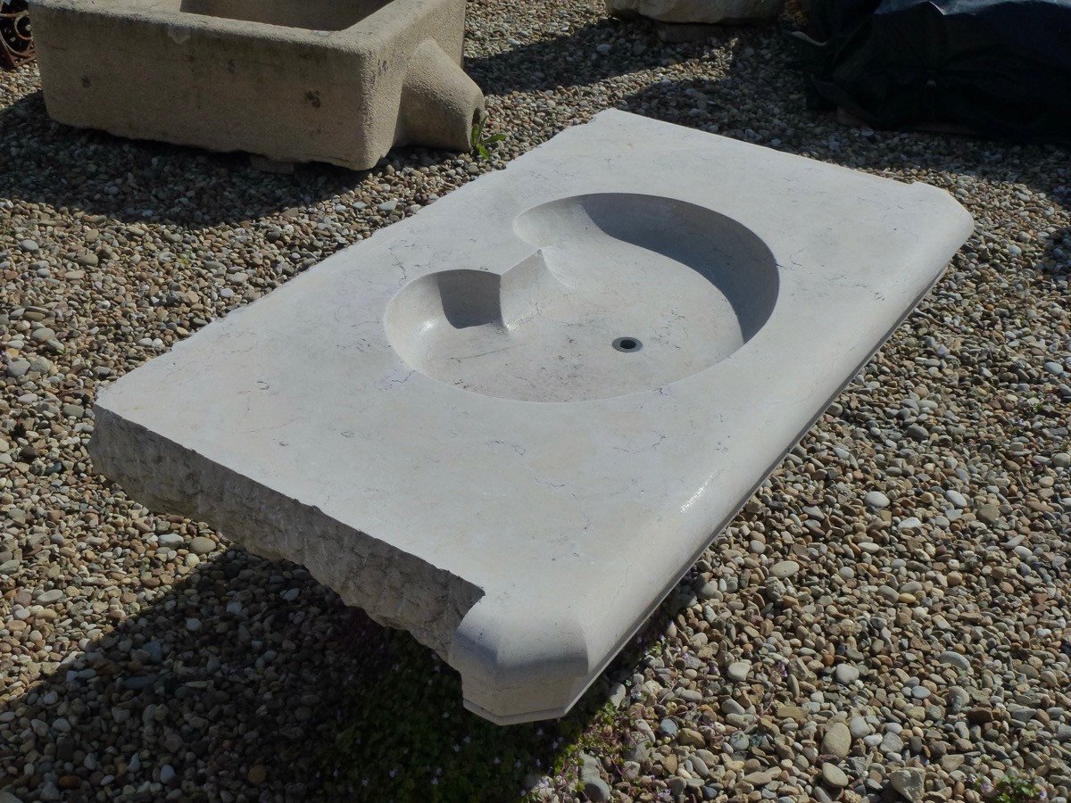 Louis XV Style Basin In 19th Century Hard Stone.-photo-4