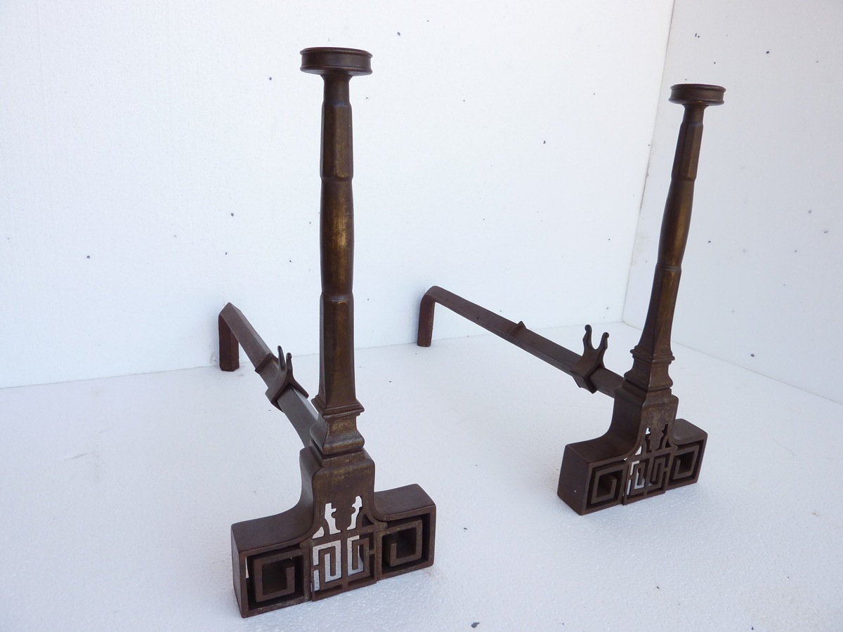 Great Pair Of Andirons Neoclassical-photo-2