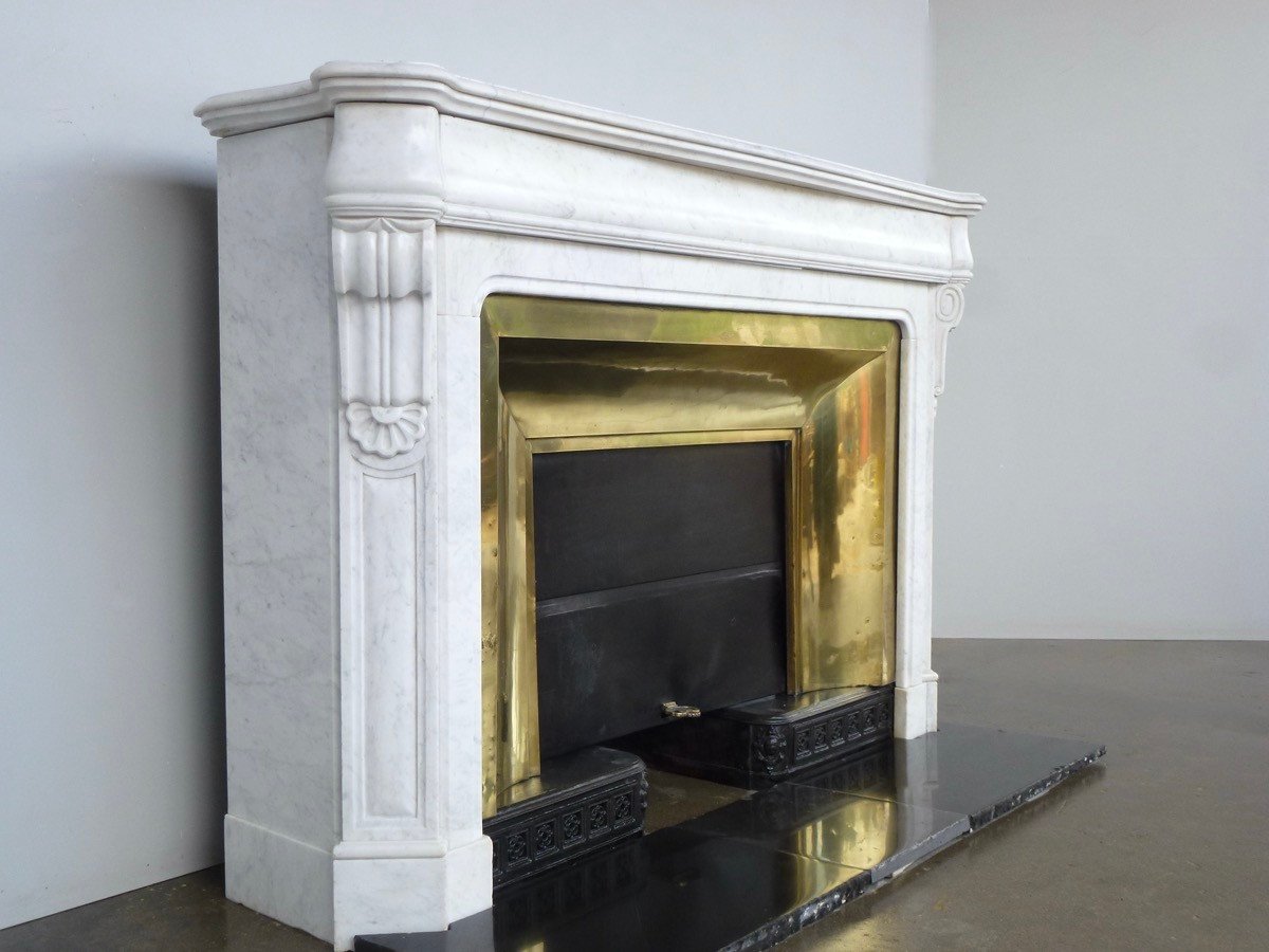 White Carrara Marble Fireplace-photo-2