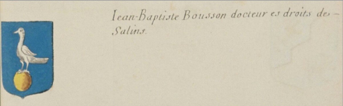 Plaque de cheminée aux armes de Jean Claude Bousson datée 1774 (80x64 cm)-photo-1
