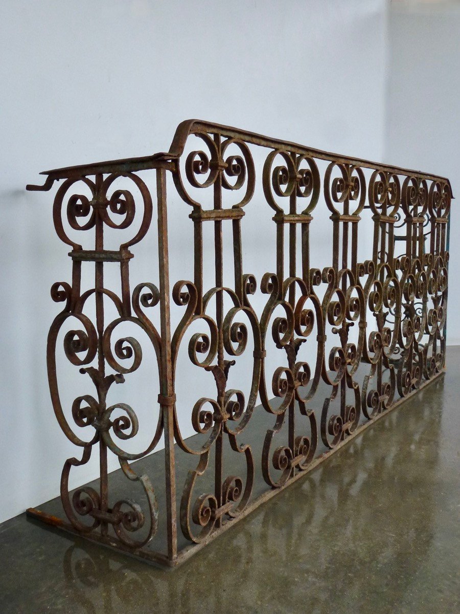 Garde-corps de balcon en fer forgé d'époque Louis XIV-photo-4
