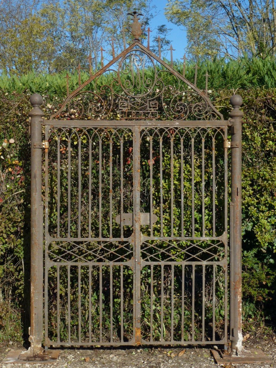 Wrought Iron Gate Dated 1824 Supported By Two Cast Iron Columns