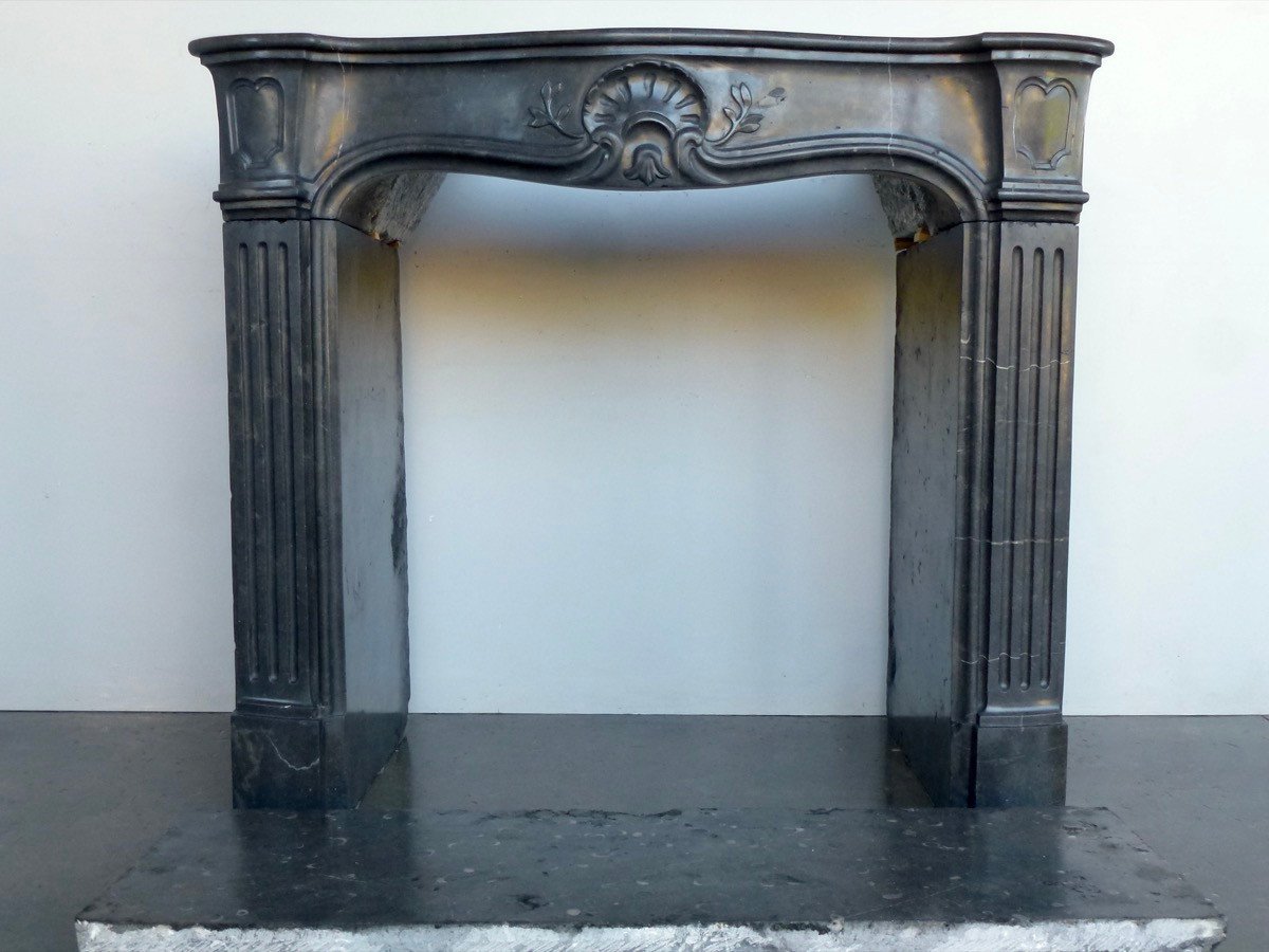 Small Louis XV Period Fireplace In Black Stone From Saint Cyr To Mont d'Or