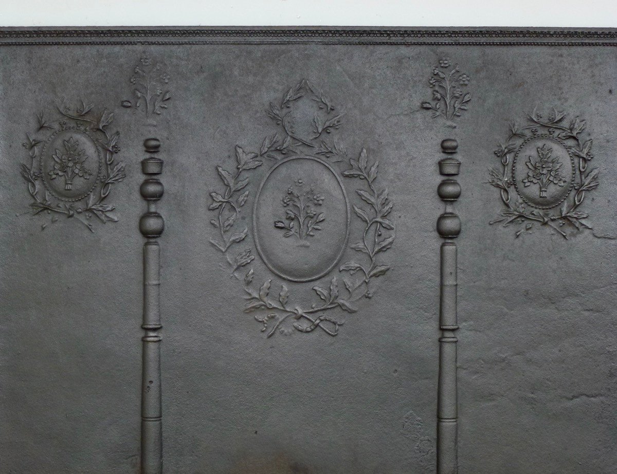 Importante plaque de cheminée d'époque Louis XVI (131x99 cm)-photo-2