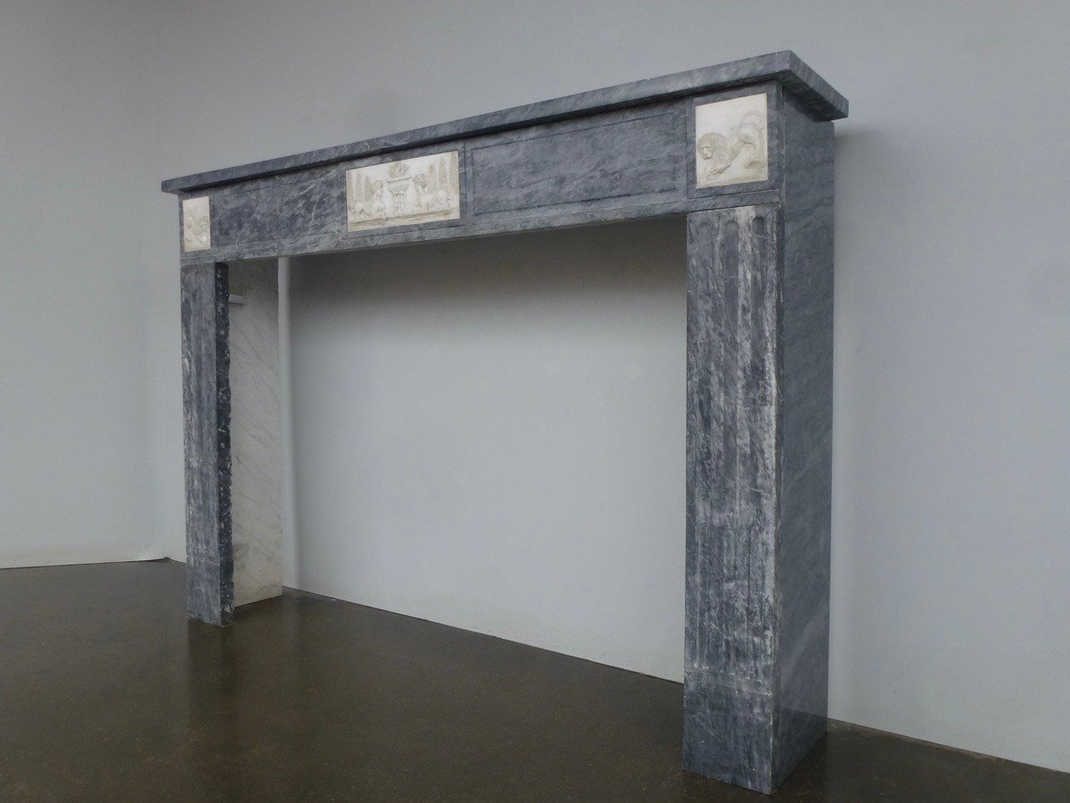 Large Turquin Blue Marble Fireplace From The First Empire Period-photo-3
