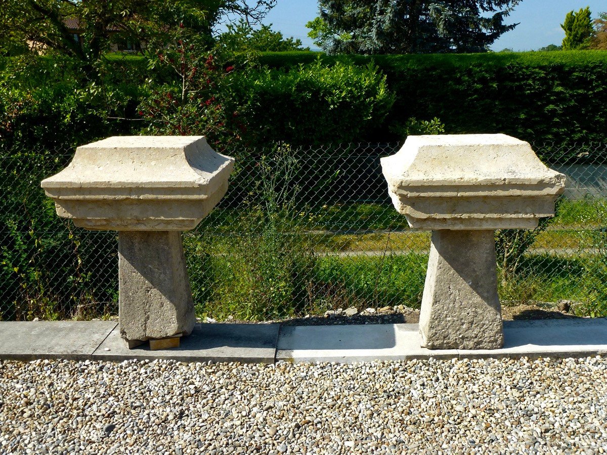 Important Pair Of Hard Stone Portal Pillar Capitals