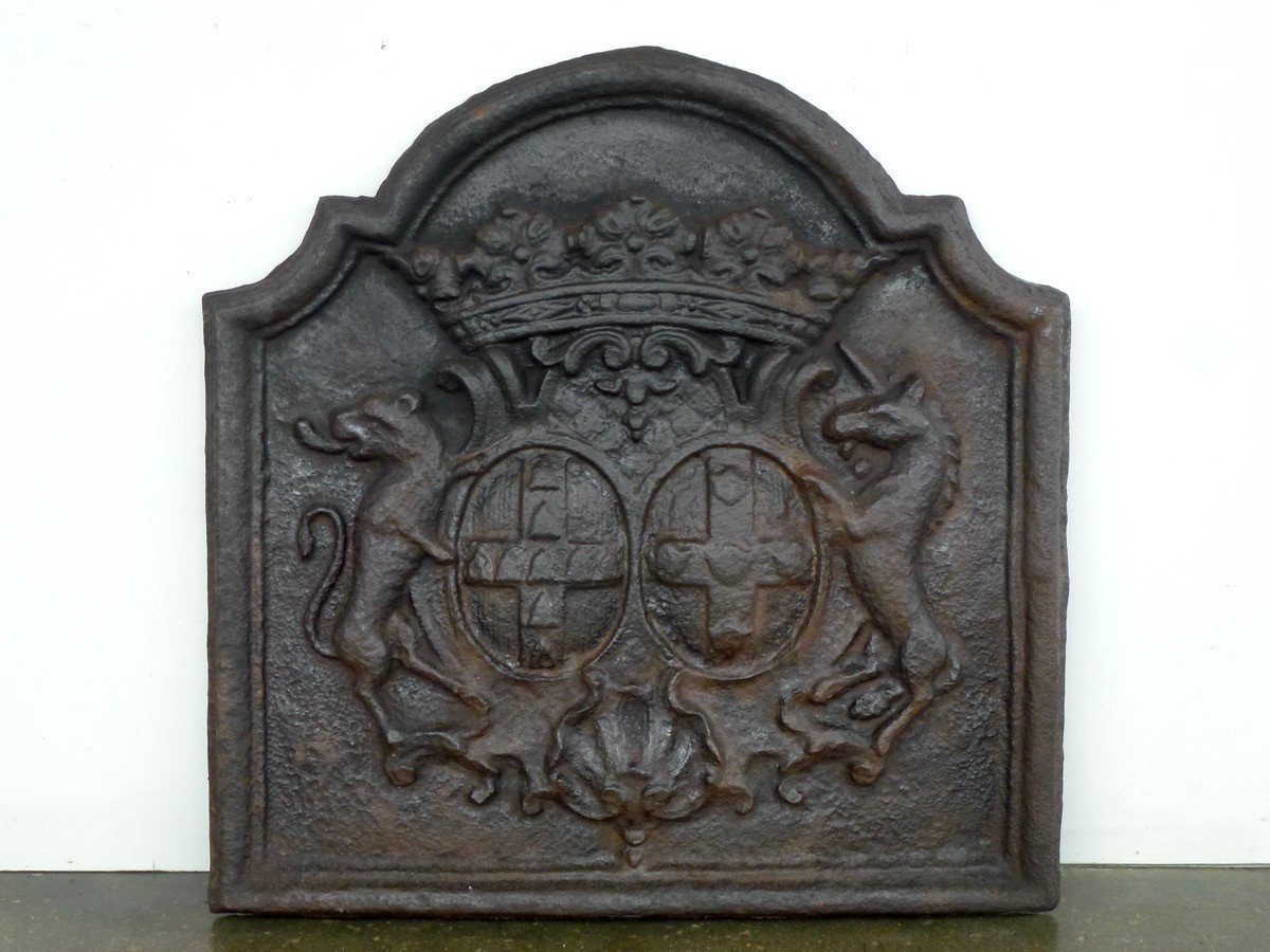 Fireplace Plate With The Arms Of Charles De La Châtre And Elisabeth Louise De Harville (64x64 