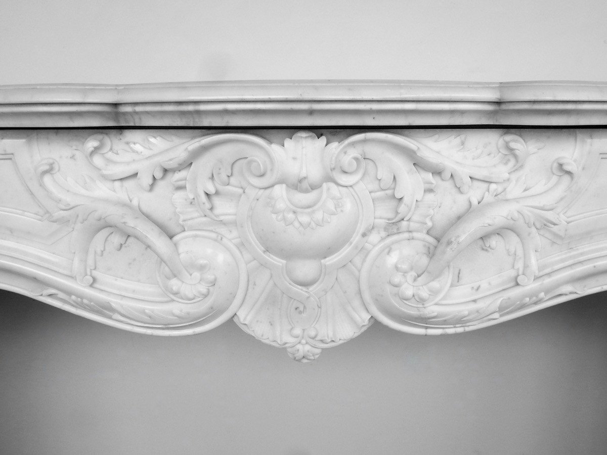 Remarkable Semi-statuary White Carrara Marble Fireplace-photo-4