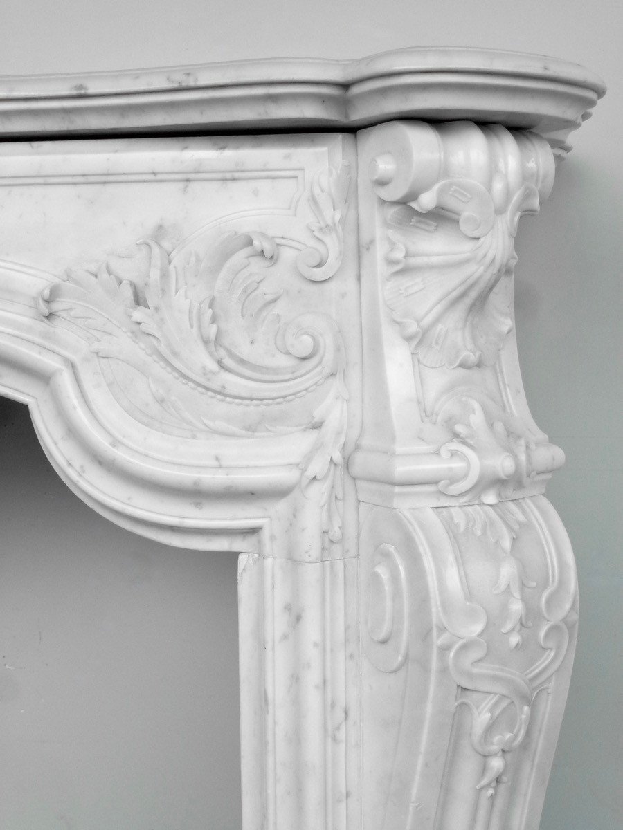 Remarkable Semi-statuary White Carrara Marble Fireplace-photo-2