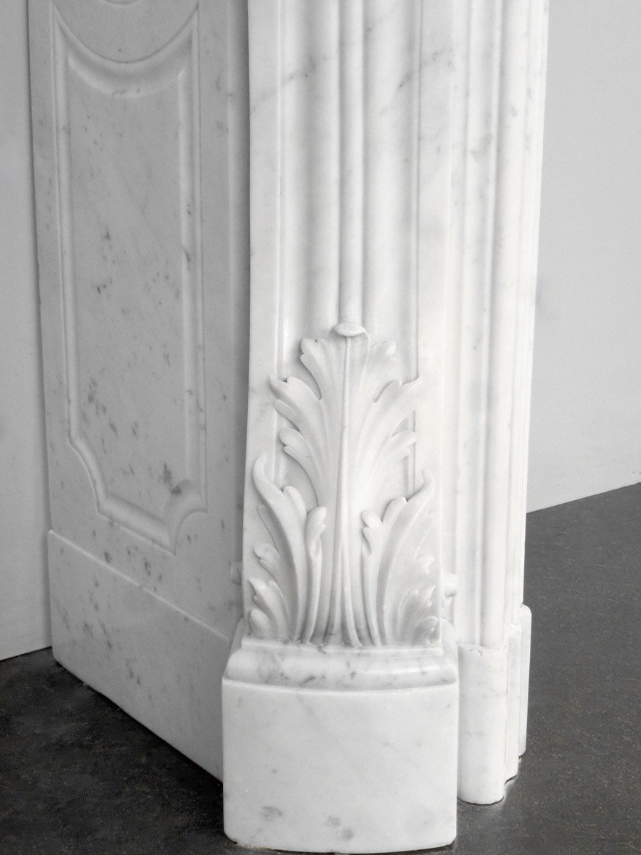 Remarkable Semi-statuary White Carrara Marble Fireplace-photo-3