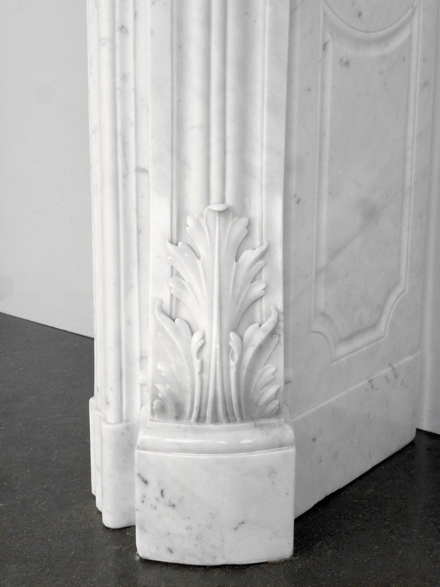 Remarkable Semi-statuary White Carrara Marble Fireplace-photo-4