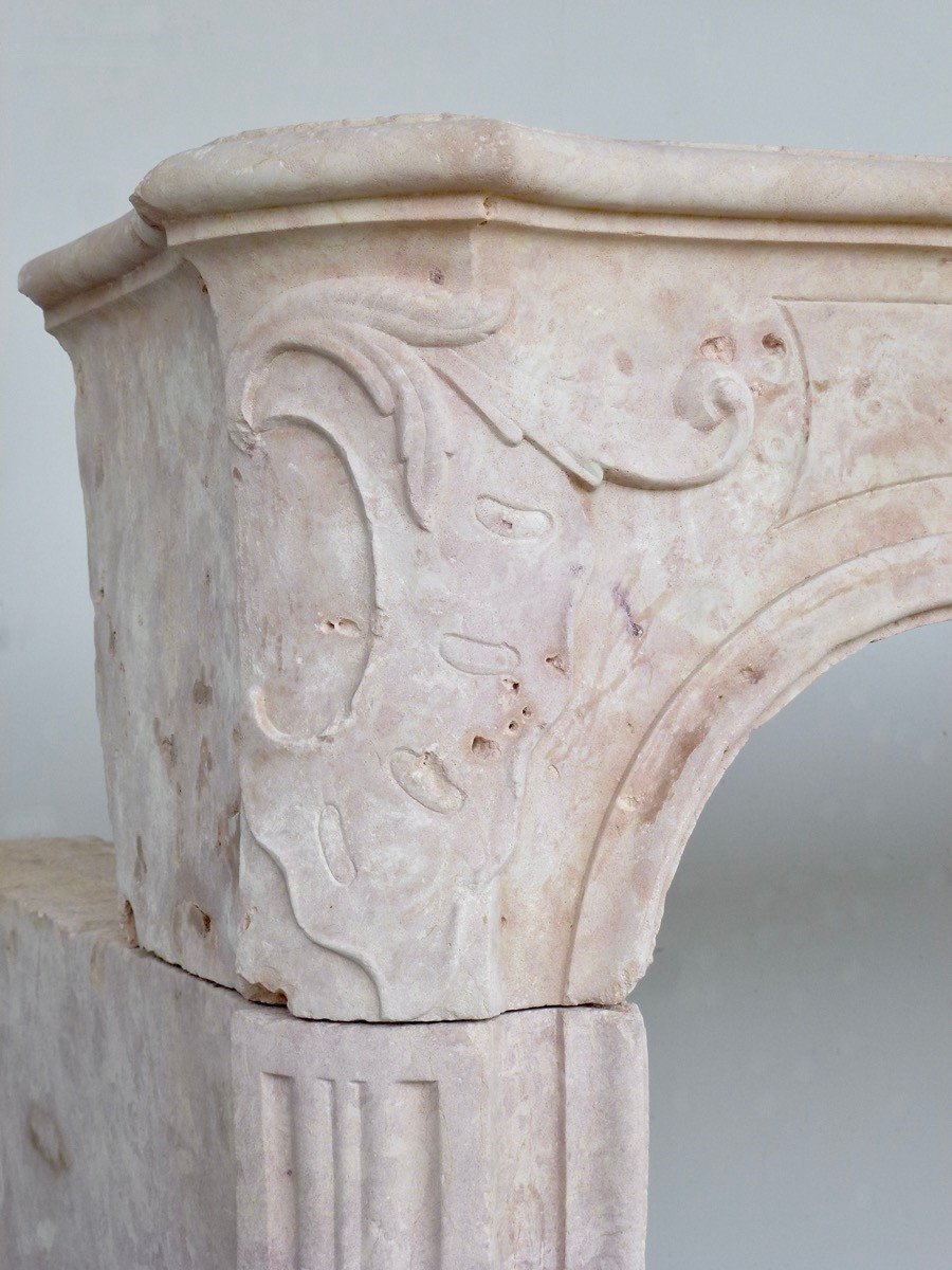 Important Louis XV Fireplace In Marbrière Stone From Burgundy-photo-2