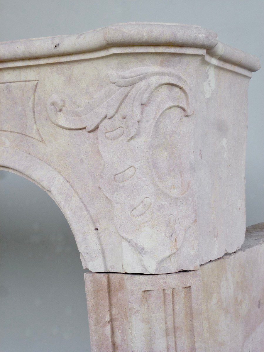 Important Louis XV Fireplace In Marbrière Stone From Burgundy-photo-3