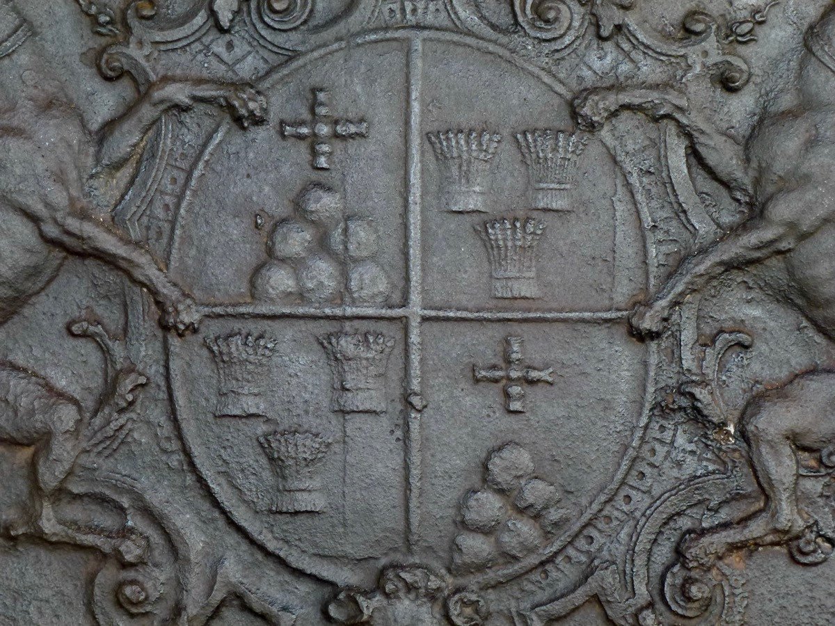 Plaque de cheminée aux armes de Joseph Durey de Sauroy (96x90 cm)-photo-2