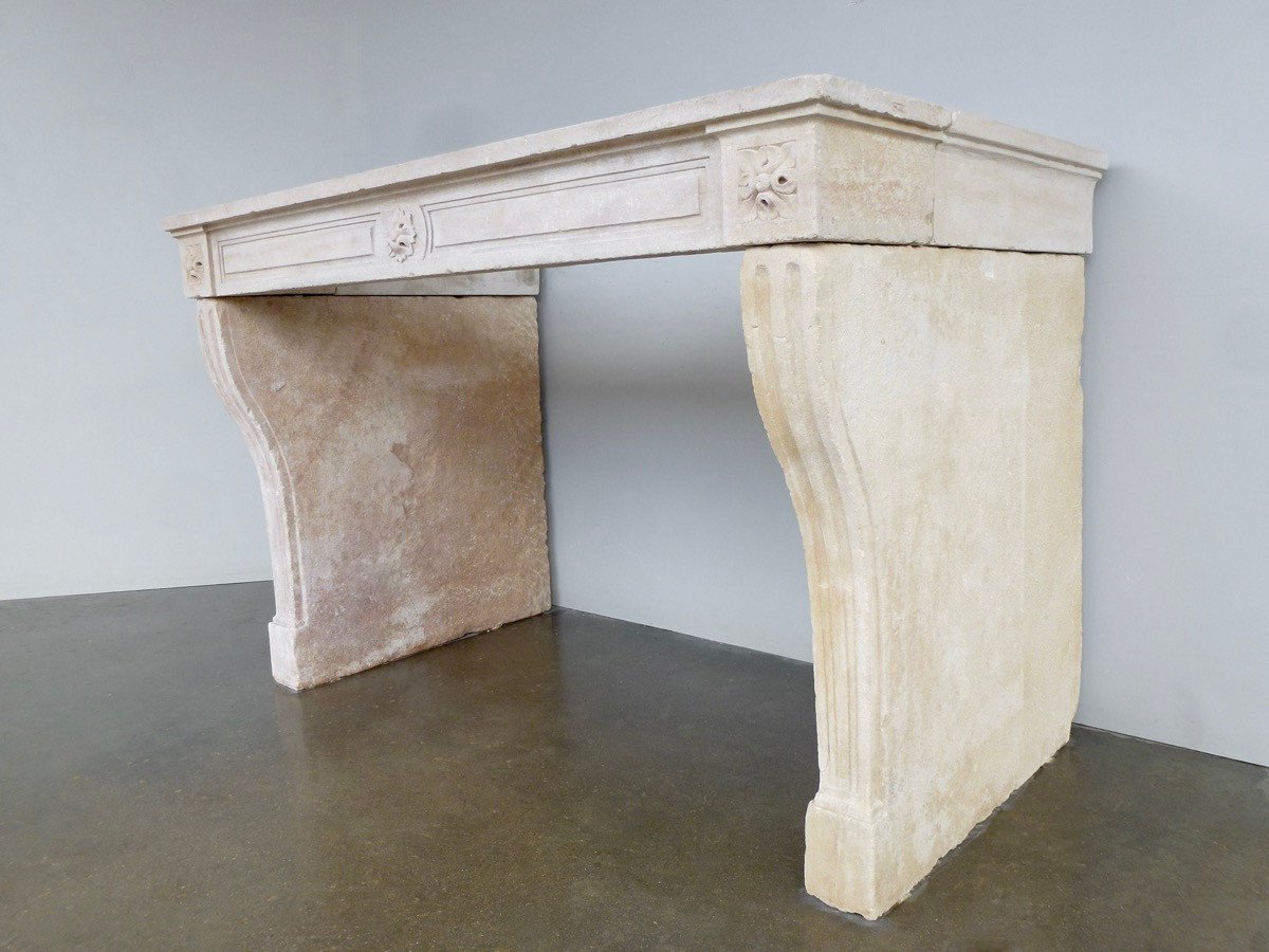 Louis XVI Period Burgundy Stone Fireplace-photo-3