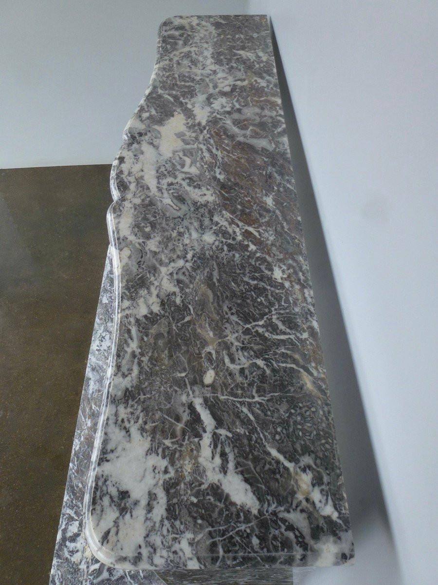 Louis XV Style Ardennes Grey Marble Fireplace -photo-3