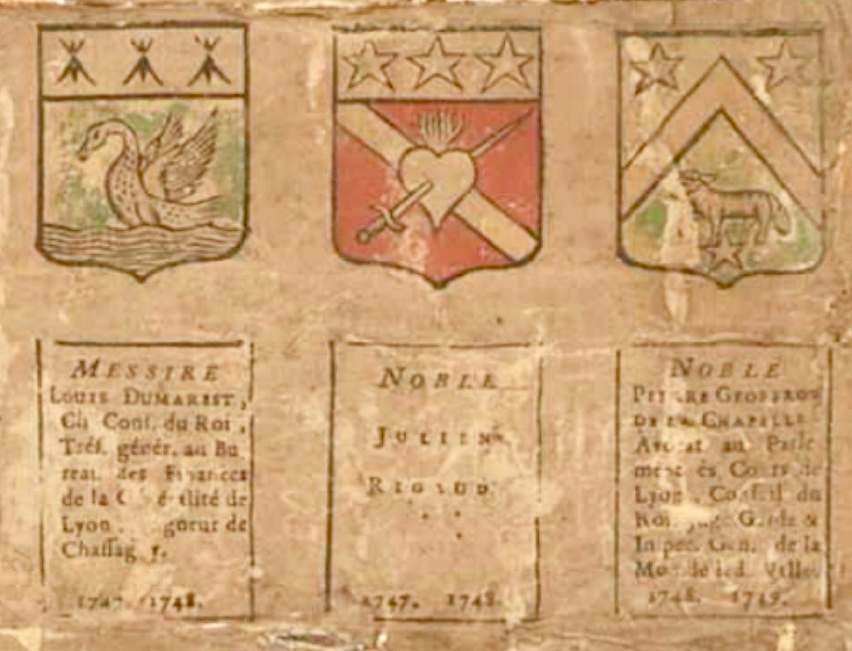 Plaque de cheminée aux armes de Aimé-Julien Rigod de Terrebasse et de Benoîte Roulet (64x58 cm)-photo-3
