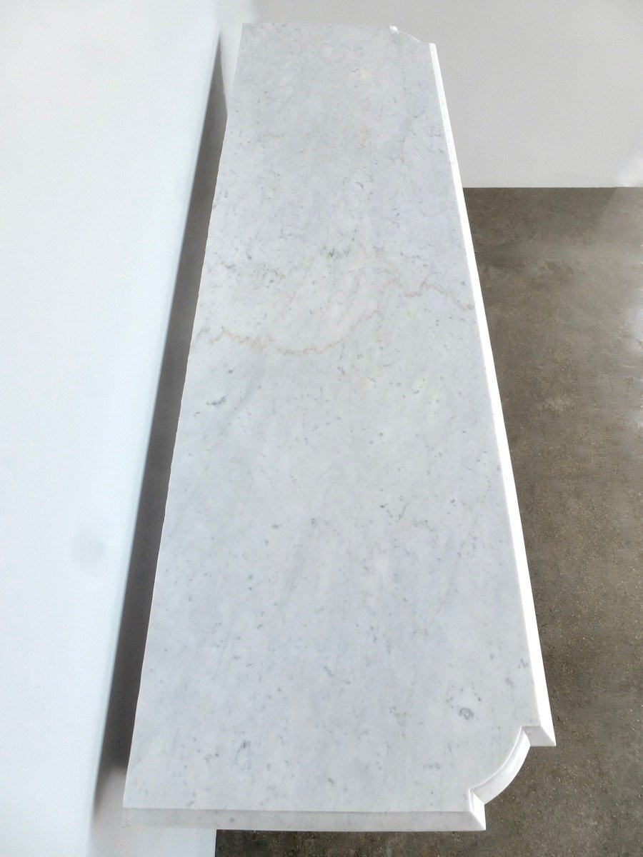 Calacatta Half-moon Marble Fireplace-photo-2