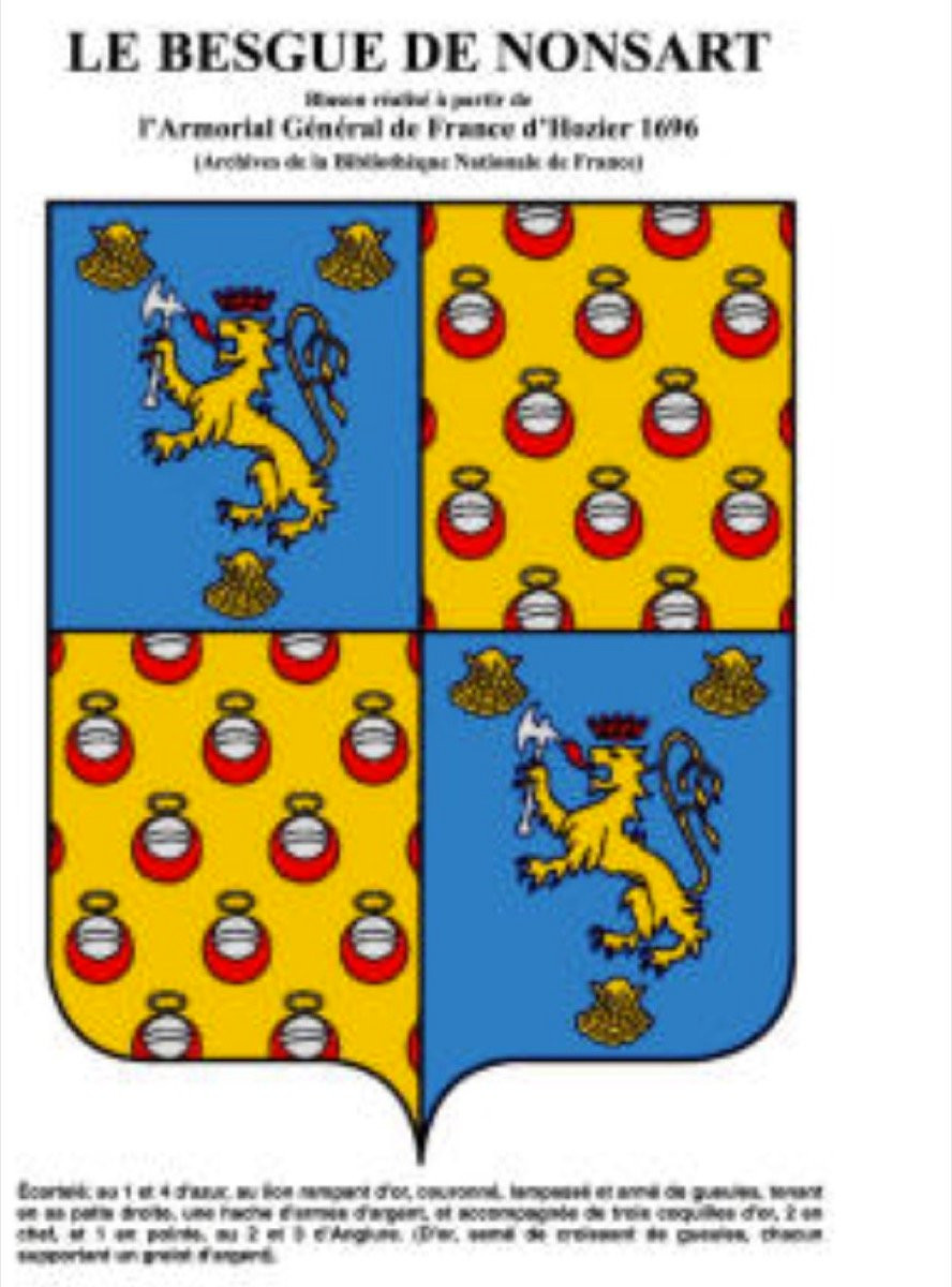 Fireplace Plaque With The Alliance Coat Of Arms Of Le Besgue De Nonsart And Anglure (65x79 Cm)-photo-2