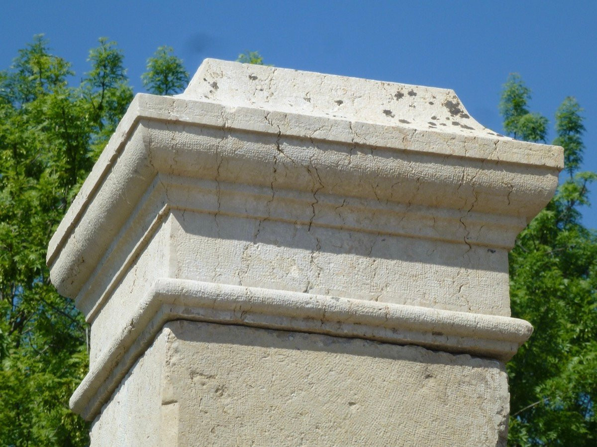 Imposing Pair Of Stone Property Entrance Pillars-photo-3
