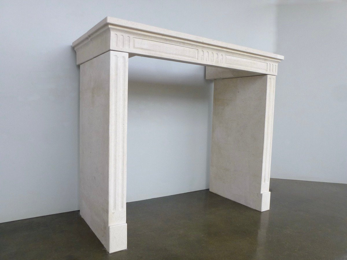 Burgundy Stone Fireplace In The Directoire Style - 20th Century.-photo-2