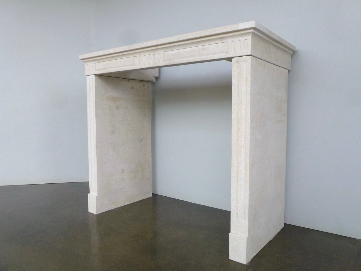 Burgundy Stone Fireplace In The Directoire Style - 20th Century.-photo-3